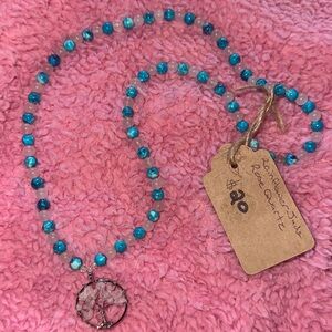 Candy Tree Necklace (Purple/ Blue Rain Flower Jade And Rose Quartz)